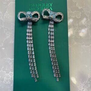 Badgley Mischka 🩵Silver and Blue Crystal Bow earrings